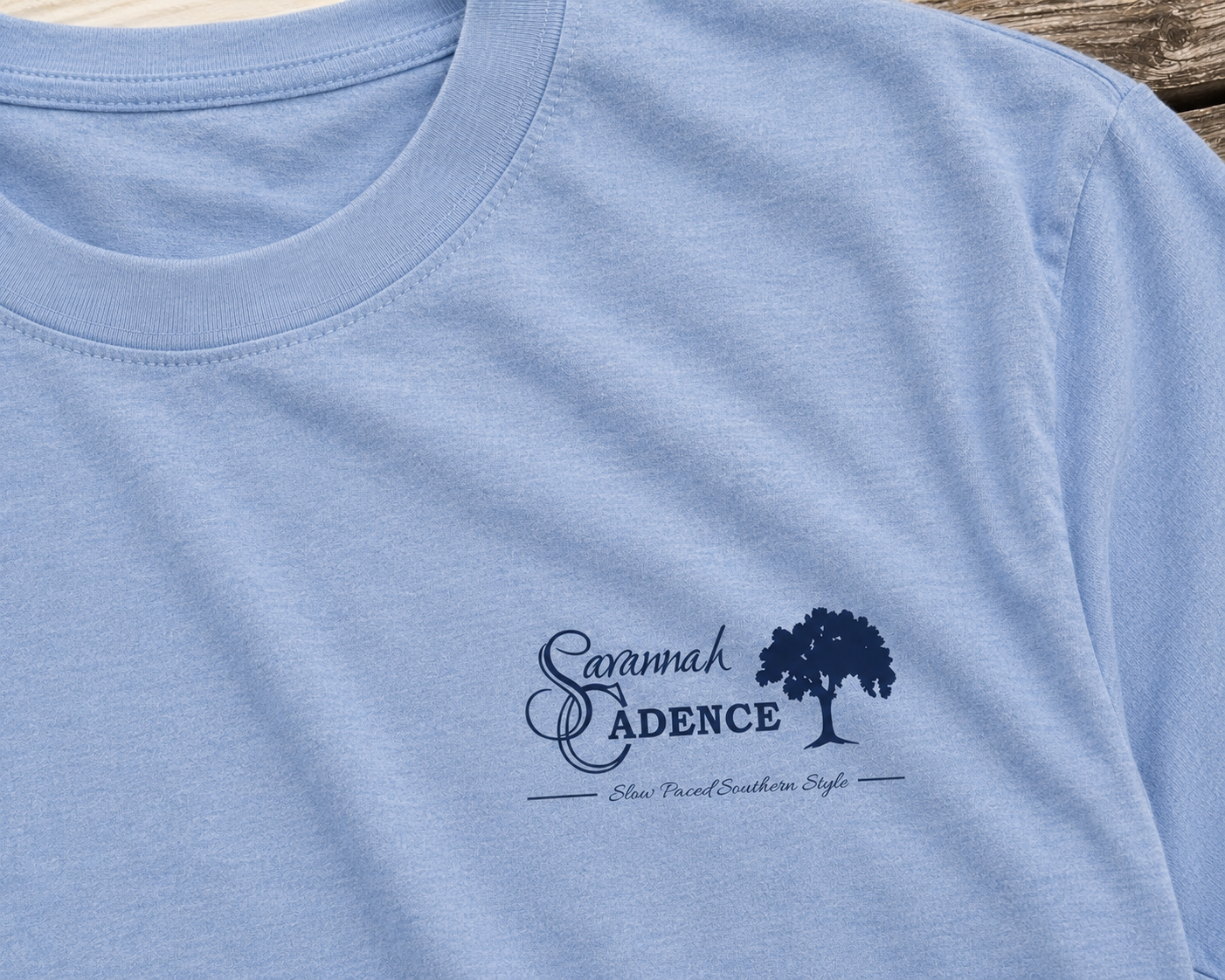 Savannah Cadence left chest logo on the 250 Years of Home Tee